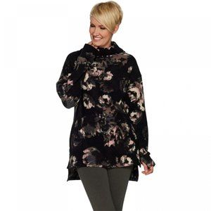 NWT Cuddl Duds Fleecewear Sweater XL Black Floral